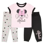 Disney Minnie Mouse Girls 3 Piece Set T-Shirt, Leggings \u0026 Joggers Graphic Print Design Sweatpants Set for Kids \u0026 Teens (Size 4-16)